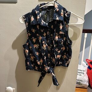 Fun denim and floral top